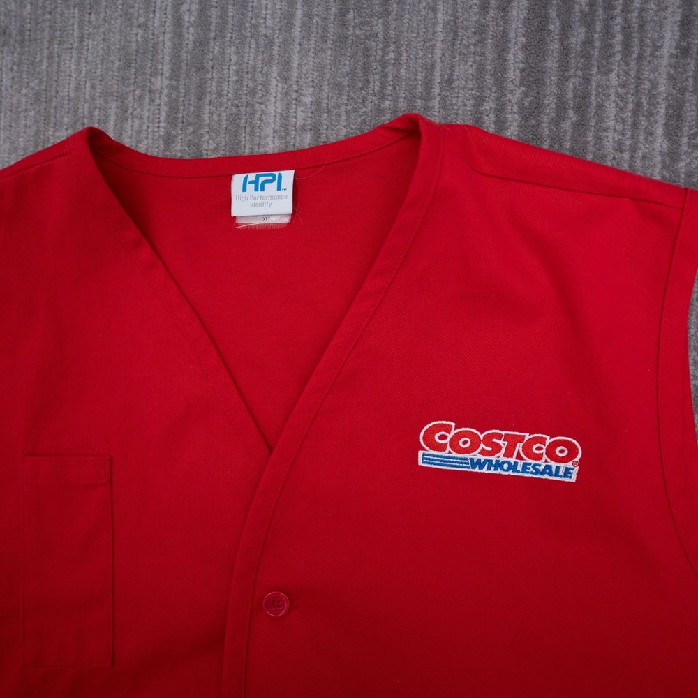 Costco Wholesale Employee Uniform Vest Red HPI Unisex XL COS7151RD Embroidered